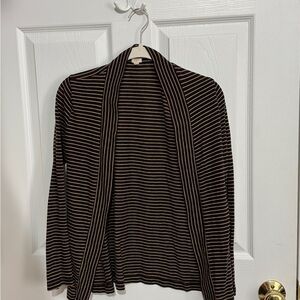 J. Crew Black and Tan Striped Cardigan